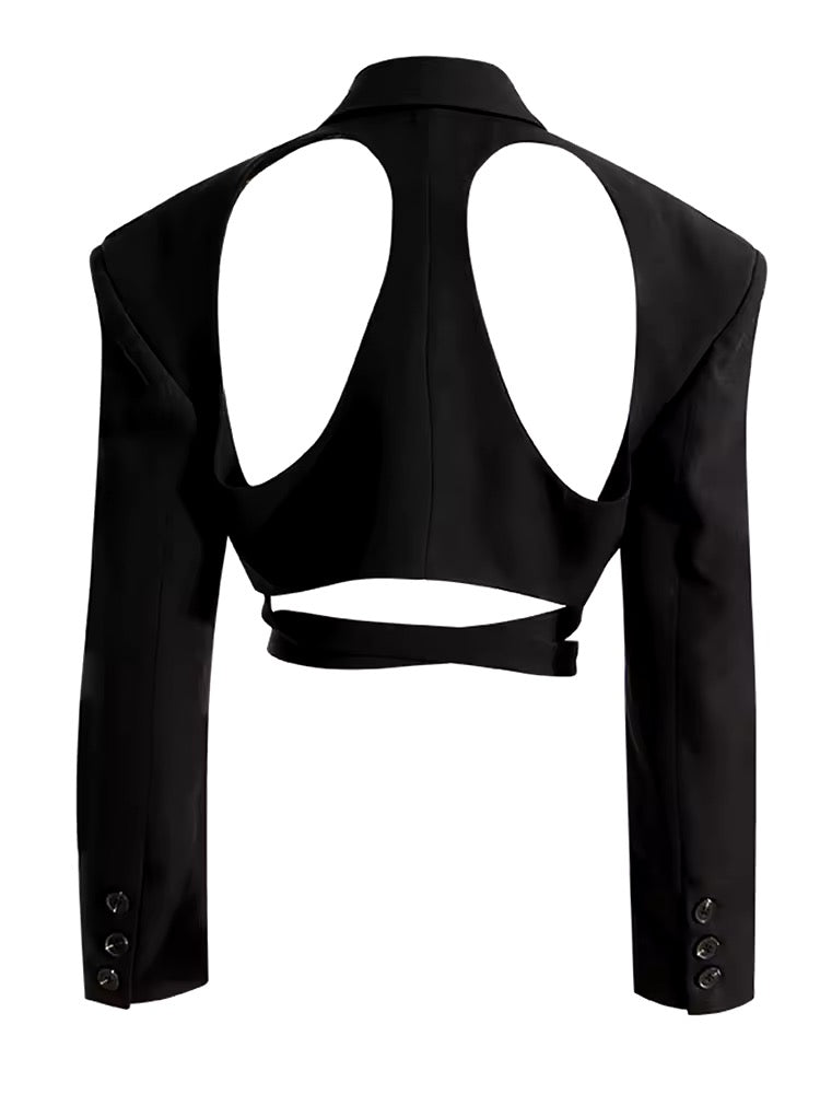 Black Cropped Cut Out Blazer - The Vault by Sacha