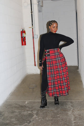 Tartan Plaid Slit Skirt - The Vault by Sacha