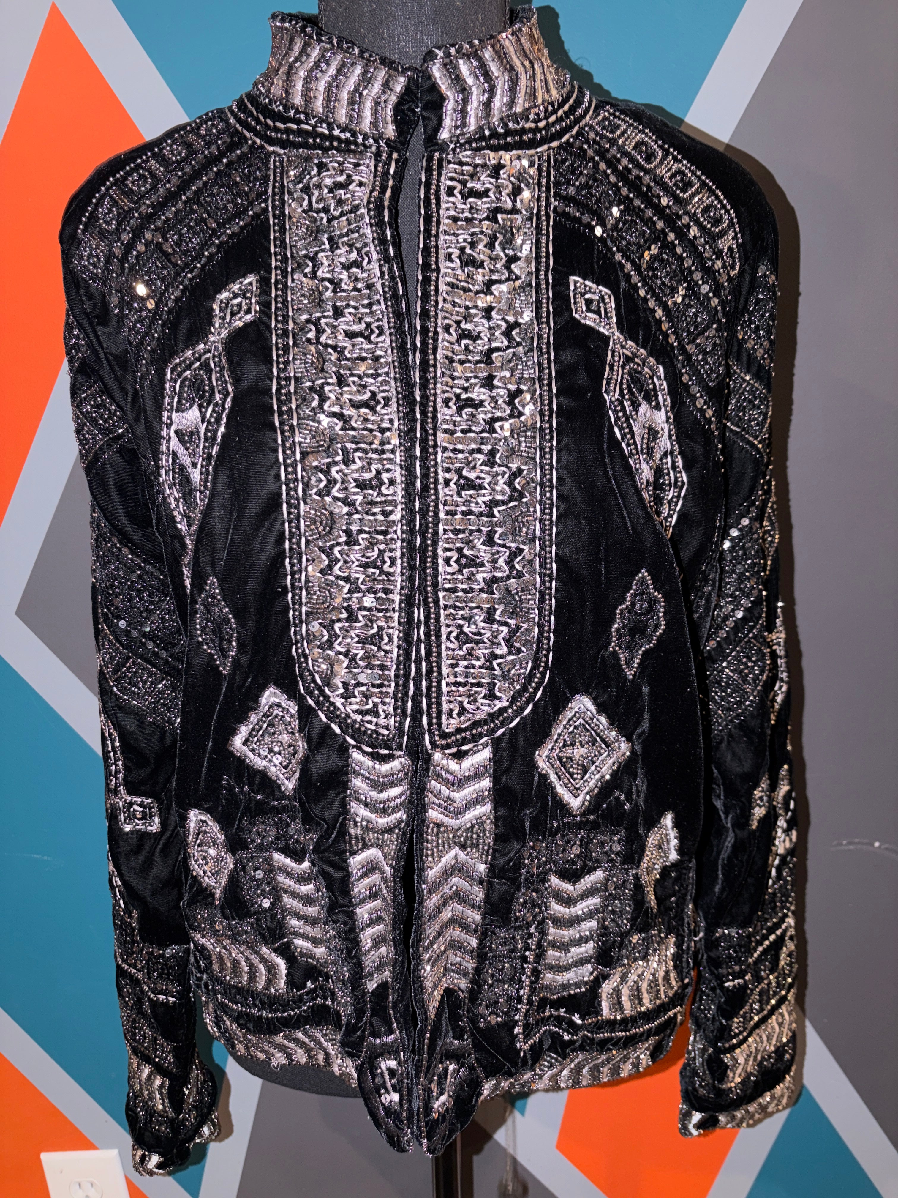 Velvet Embroidered Sequin Jacket - The Vault by Sacha