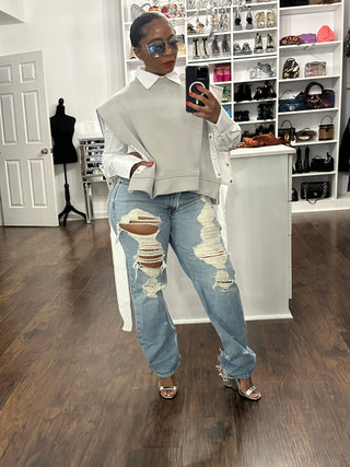 Platinum Pleated Vest - The Vault by Sacha