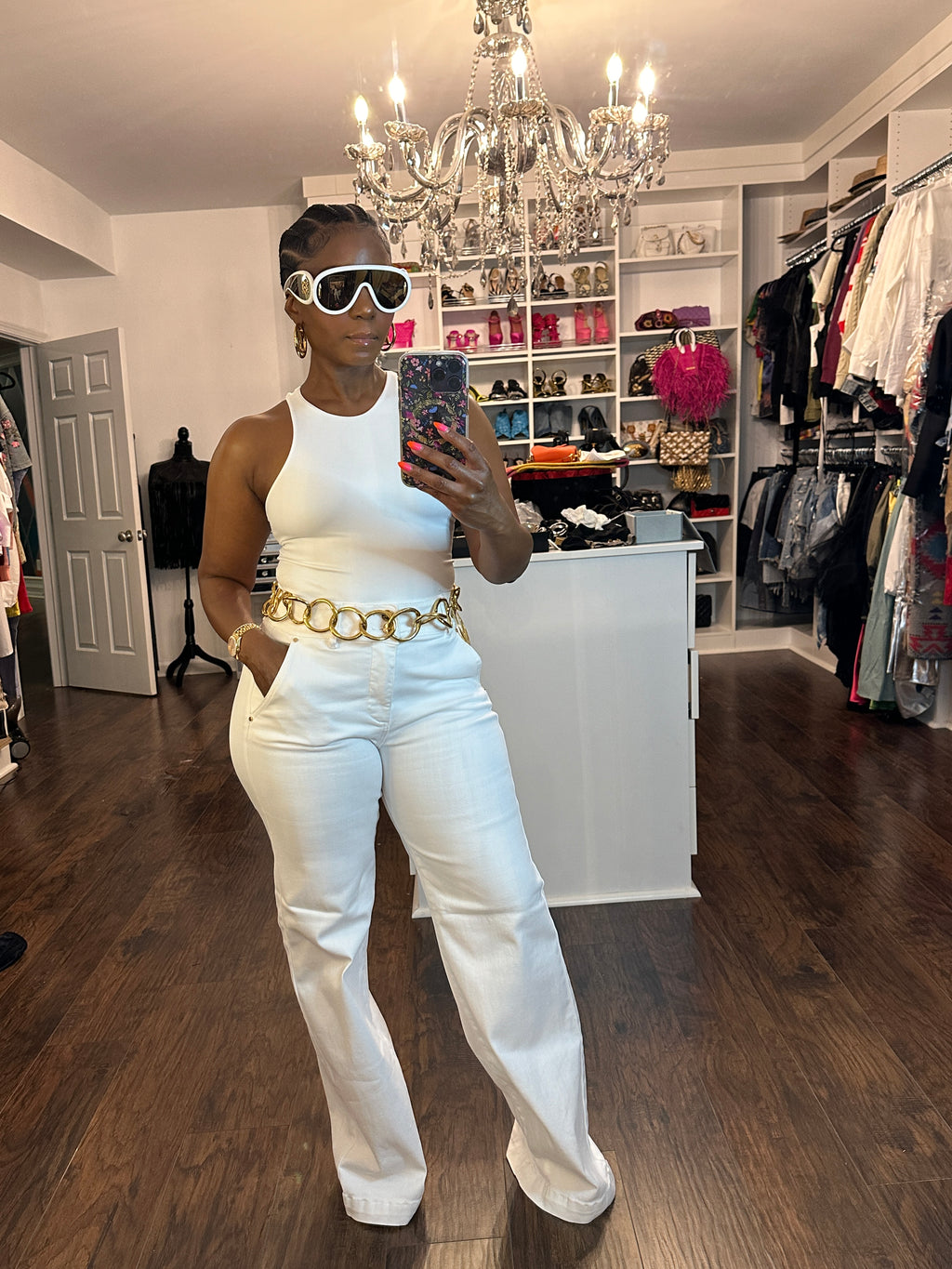 Golden buttons Wide Leg Trouser Jeans - The Vault by Sacha