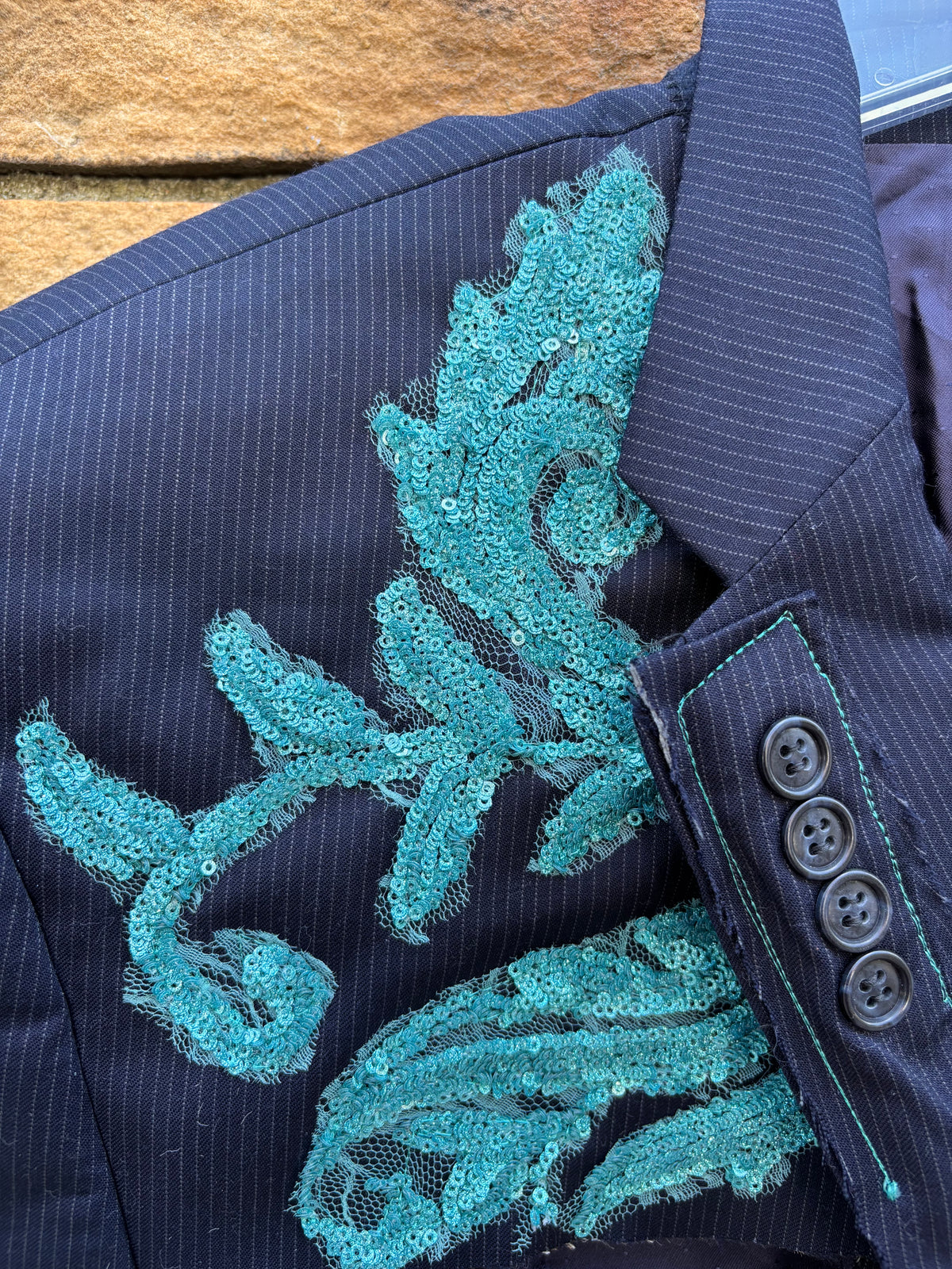 Turquoise waves Blazer cape Med/lrg