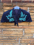 Turquoise waves Blazer cape Med/lrg