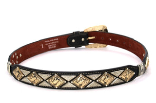 Mixed Metal Genuine Leather Belt