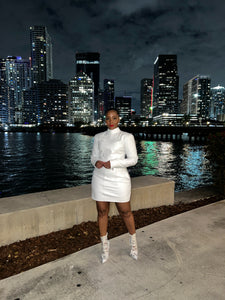 White leather mini dress w Pockets