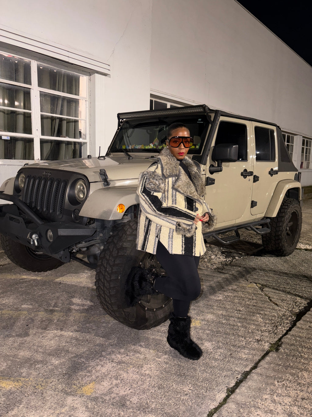 Reversible Shearling Tweed Coat - The Vault by Sacha