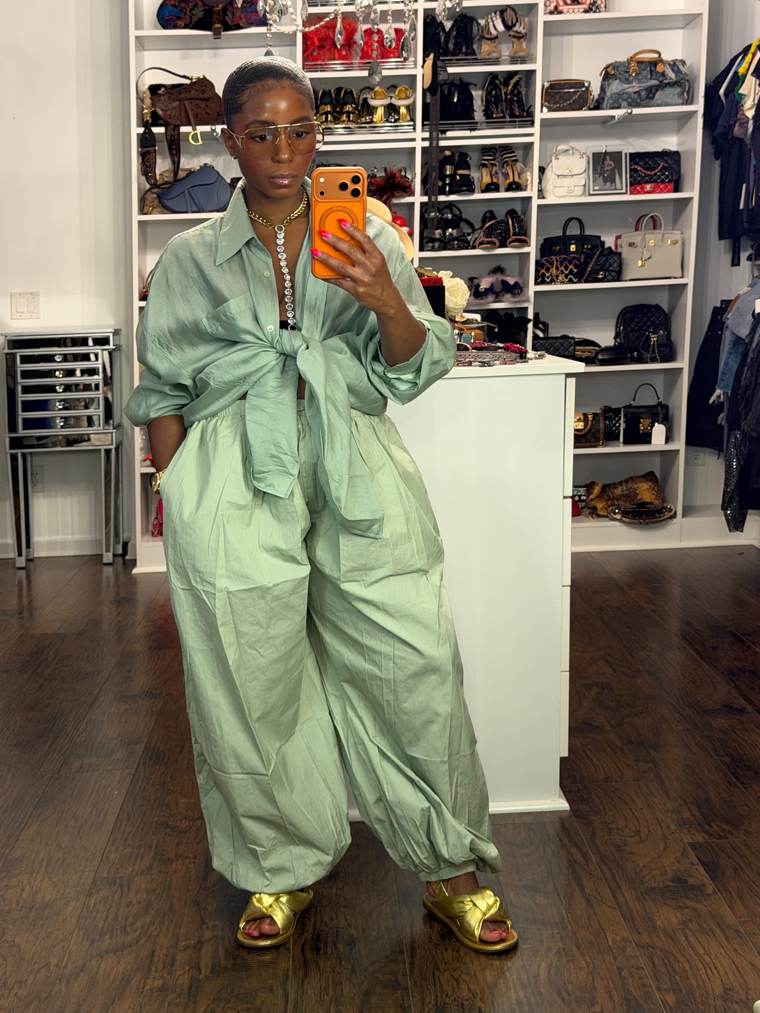 Sage Breeze Balloon Pants