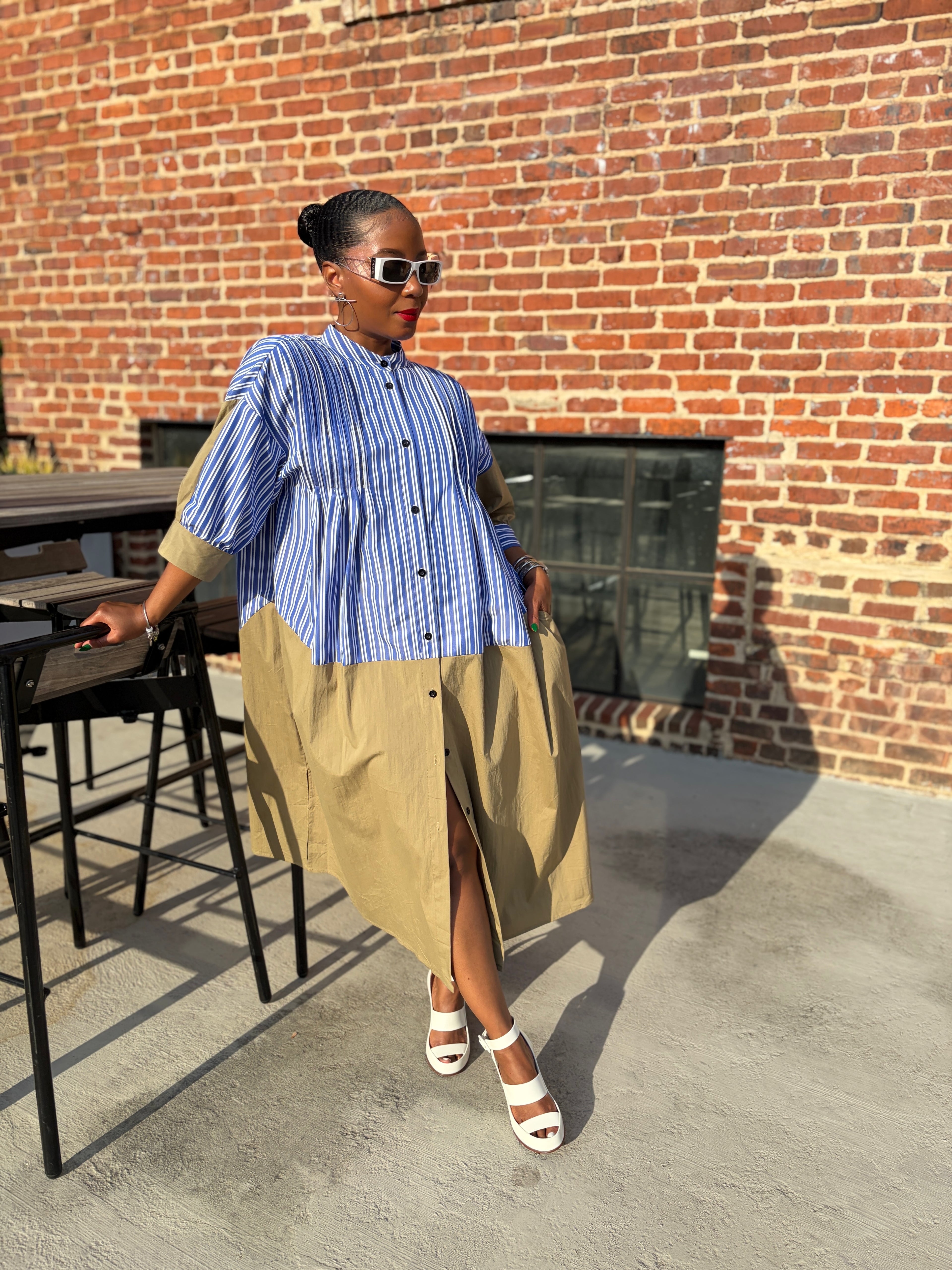 Pinstripe & Poise Shirt Dress