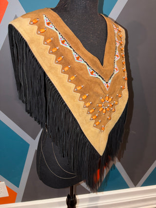 Sunset Tribes Suede Fringe Poncho