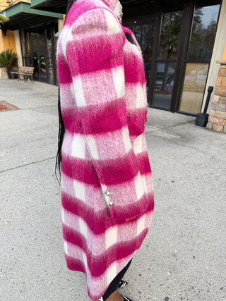 Magenta Mohair Cut out Coat