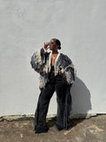Custom Distressed Gray Fringe Chaps - The Vault by Sacha