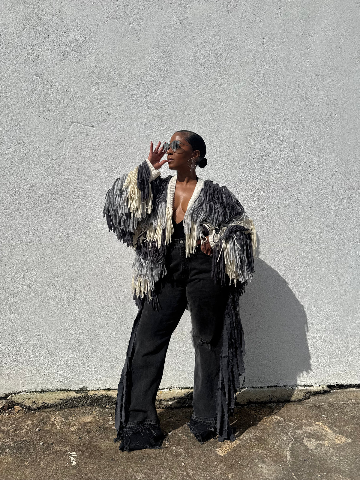 Custom Distressed Gray Fringe Chaps - The Vault by Sacha
