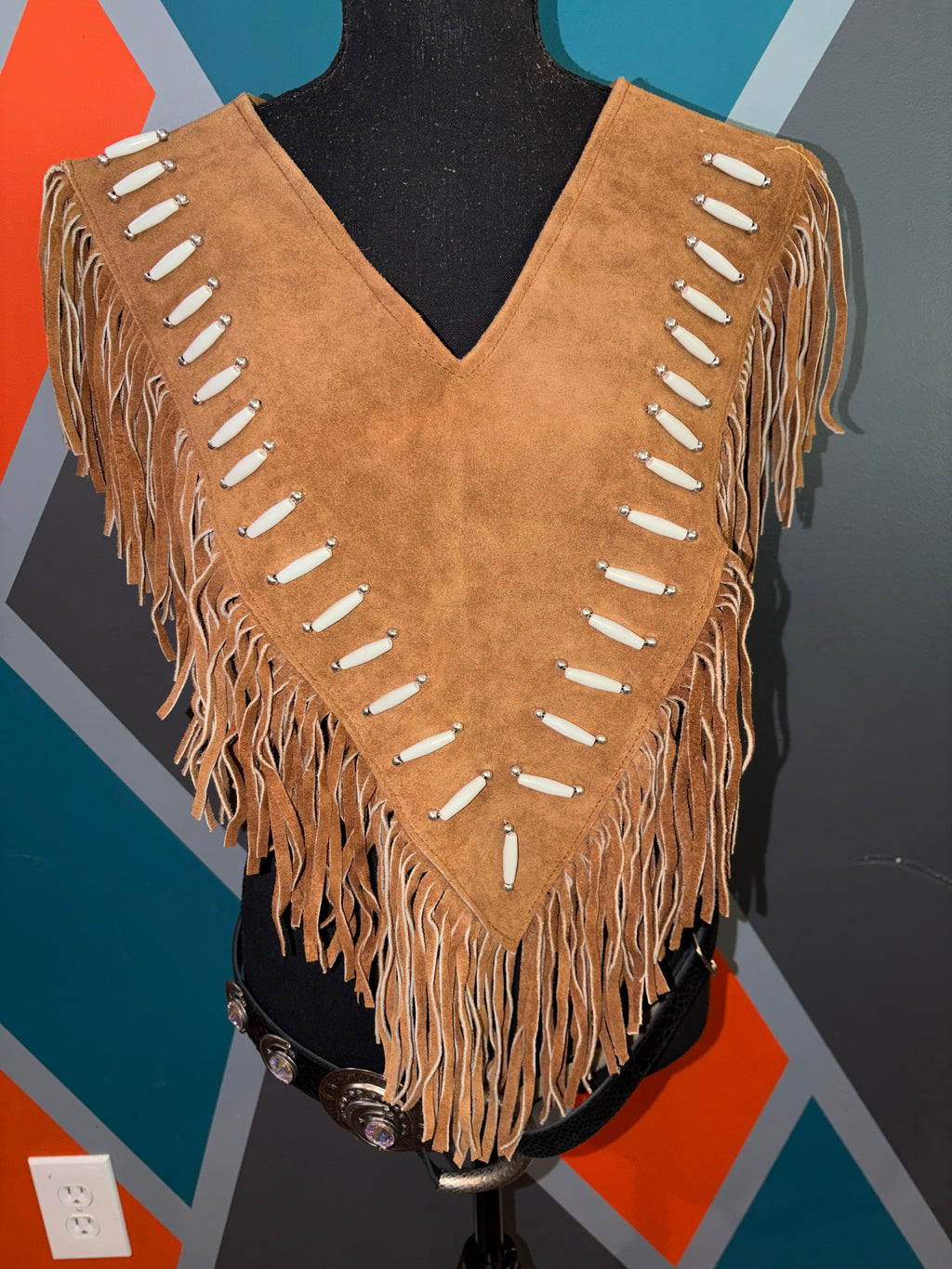 Buffalo bone Suede Poncho