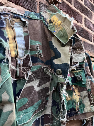 Custom Camo Frayed Patch Crop Jacket - The Vault by Sacha