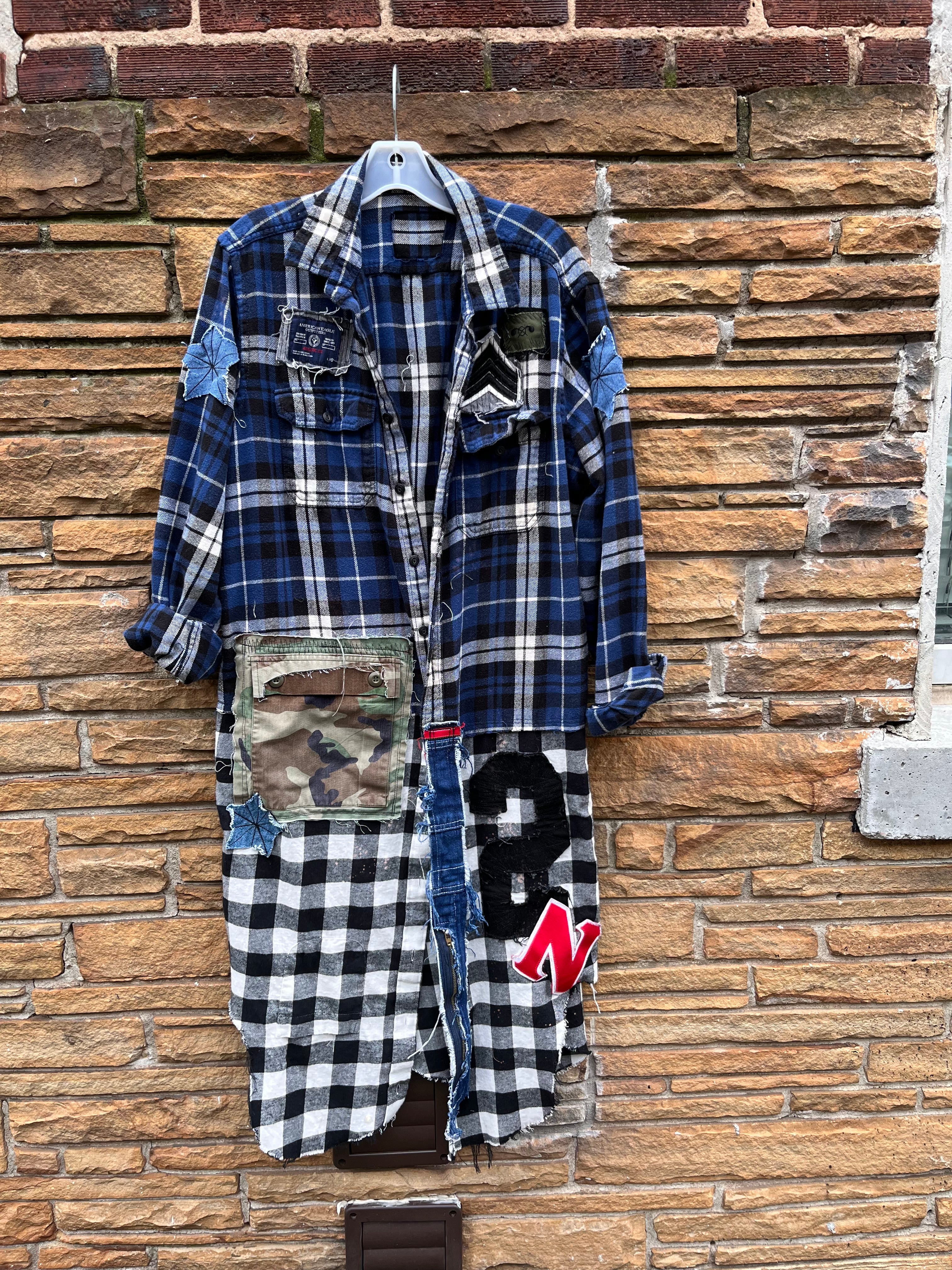 Custom Multi Navy Blue 2N Patchwork Duster - The Vault by Sacha