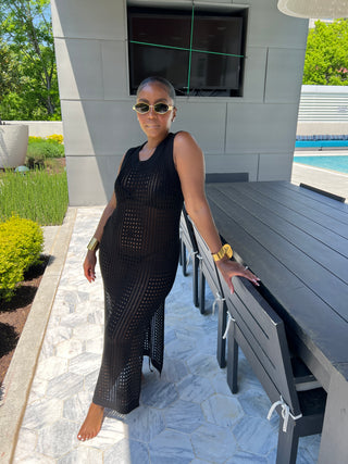 Midnight Mesh Crochet Dress