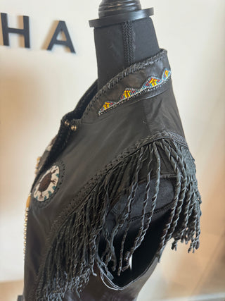 Twist Beaded Neck Leather Vest - The Vault by Sacha