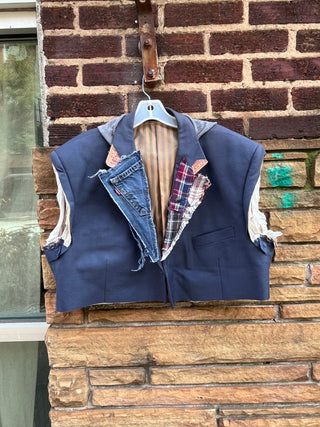 Custom Puff Plaid Crop Blazer