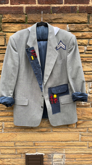 Custom Light Gray Arrowhead Hoodie Blazer