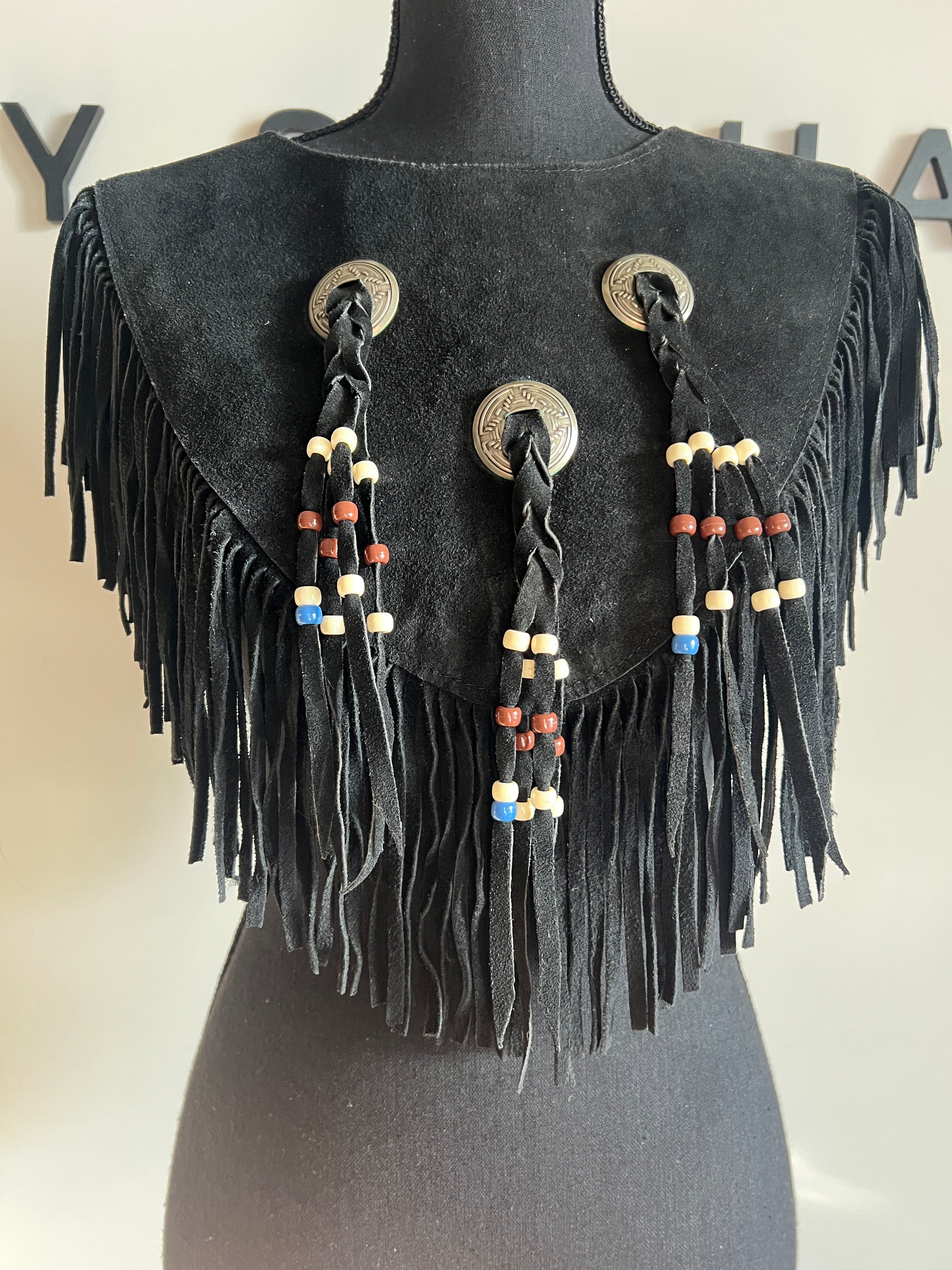 3 Metal Bead Suede Poncho - The Vault by Sacha