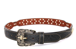 Mixed Metal Genuine Leather Belt
