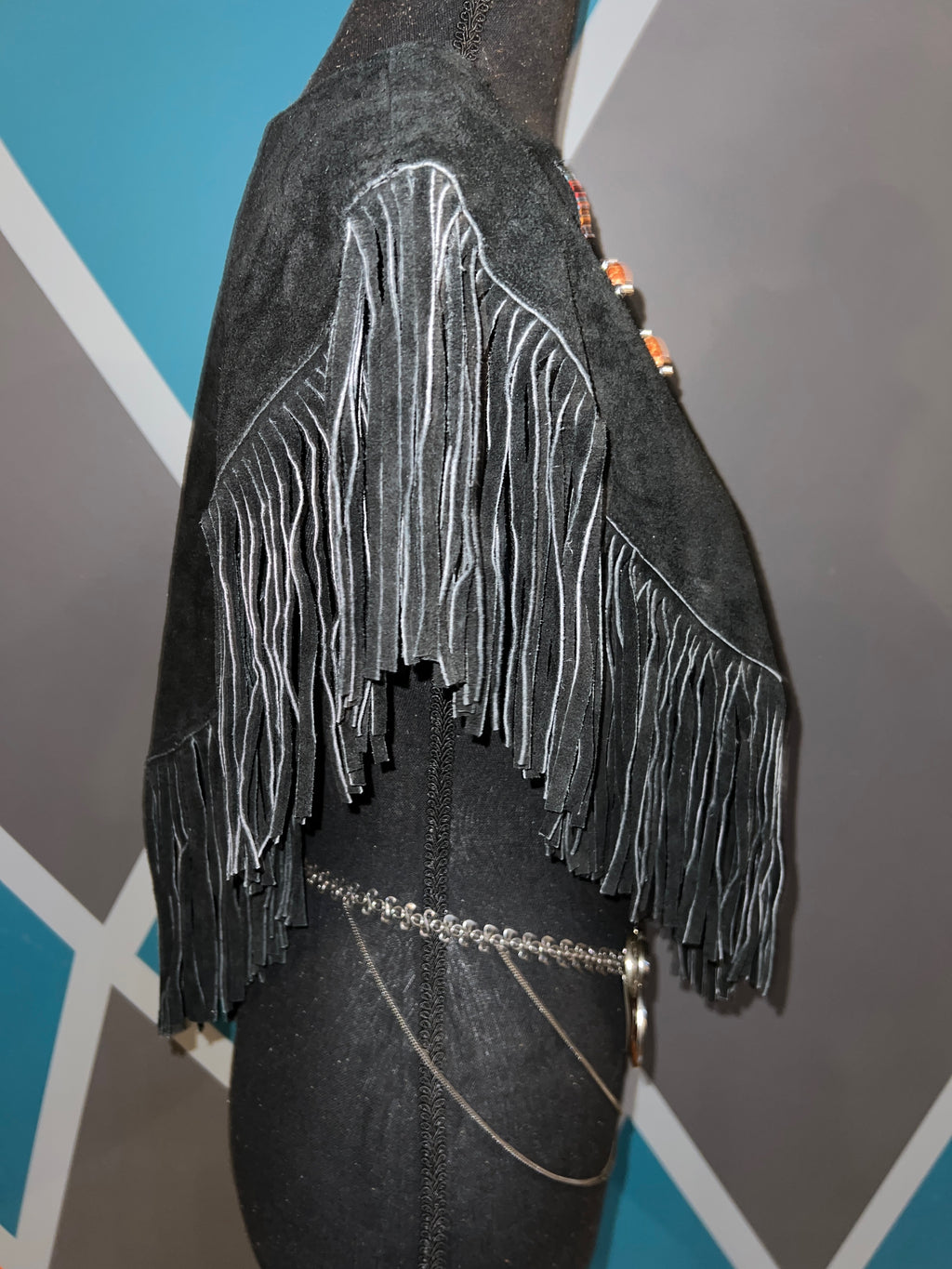 Beaded Sunstar Suede Fringe Poncho - The Vault by Sacha