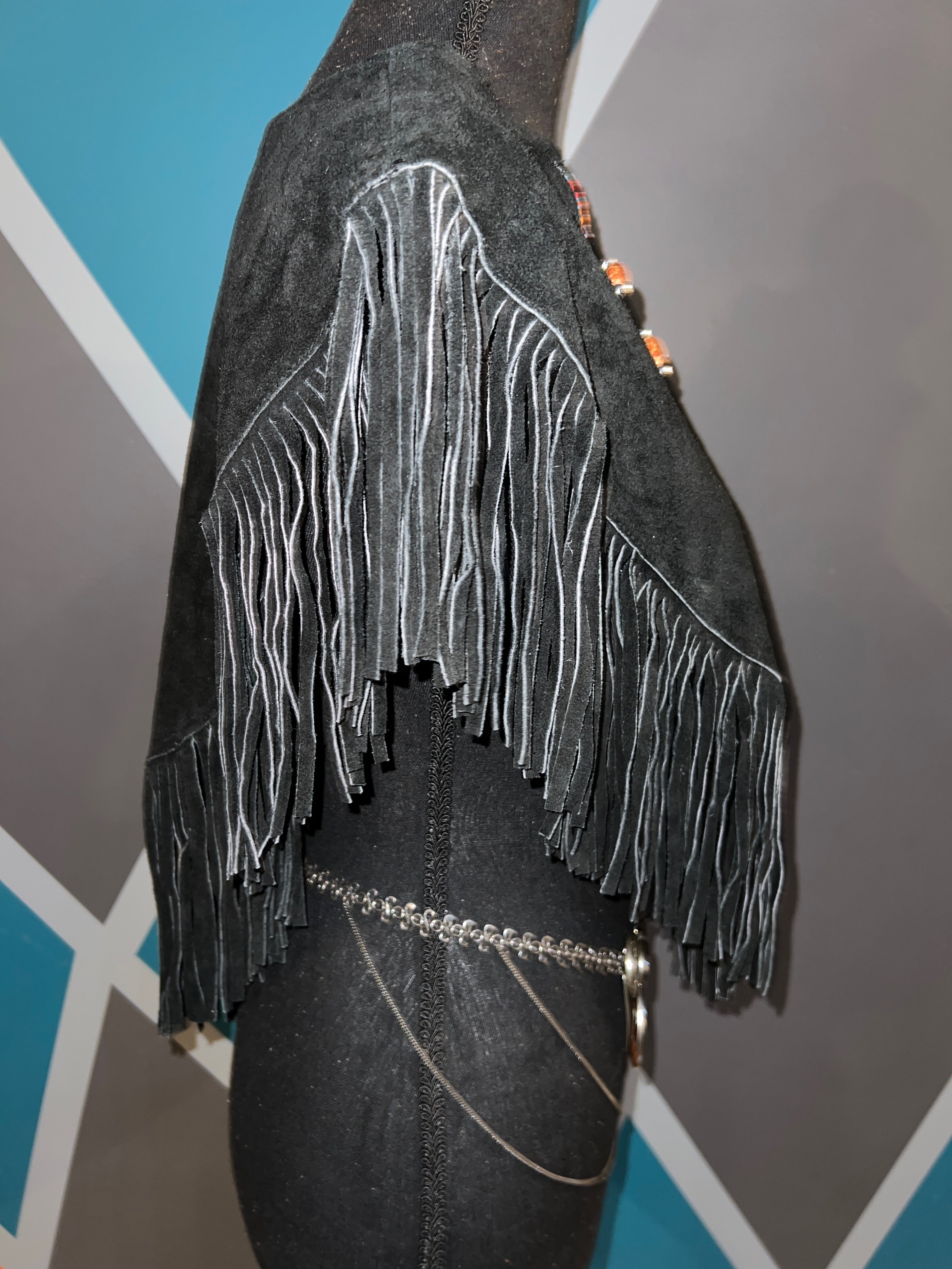 Beaded Sunstar Suede Fringe Poncho - The Vault by Sacha