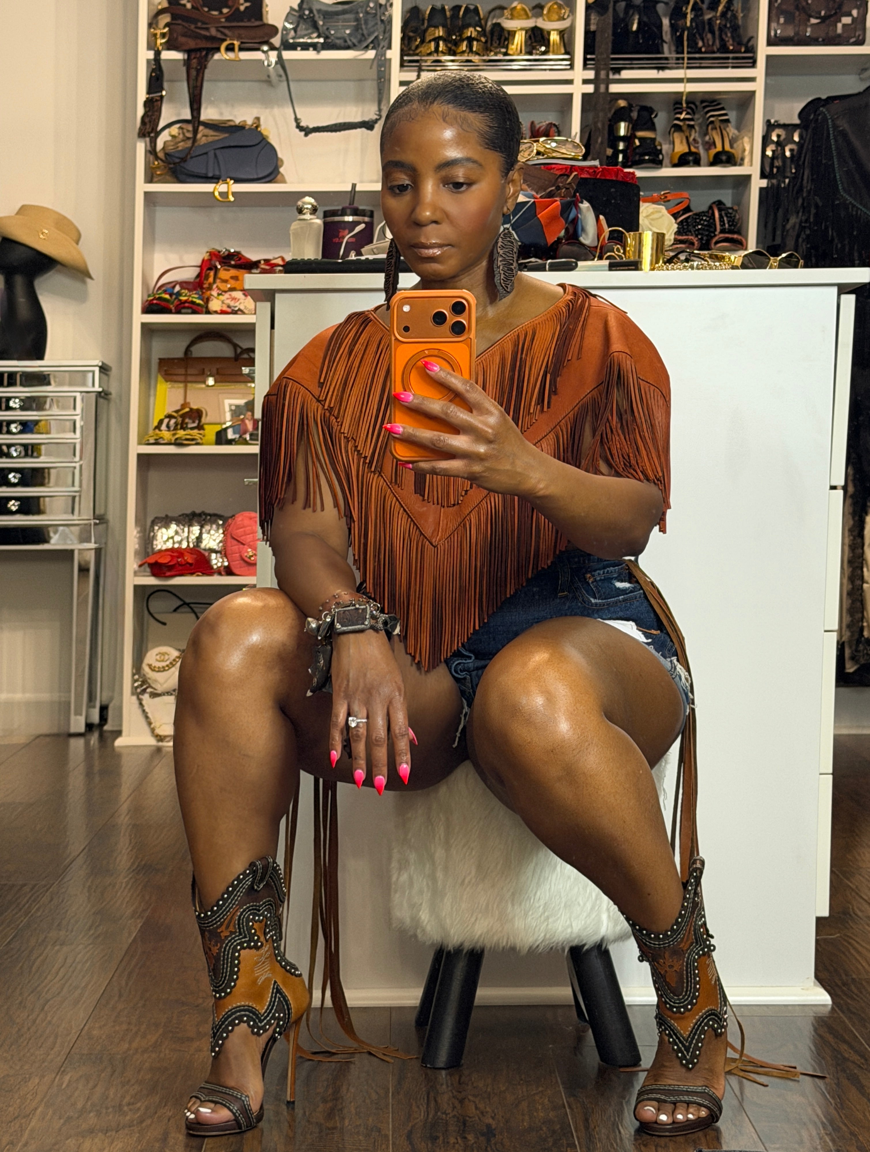 Leather Fringe cape
