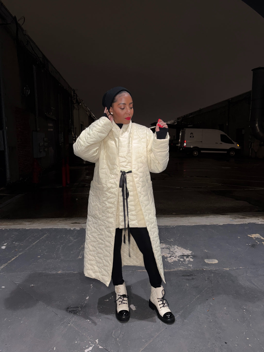 Quilted kimono coat with scarf - The Vault by Sacha
