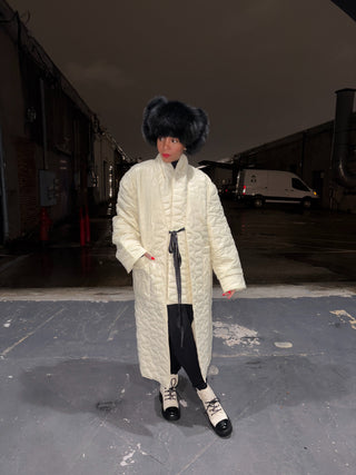 Black Genuine Leather & Fox Fur Trapper Hat 1/10