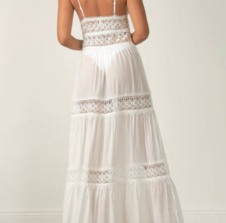 Lace Panel Strap Dress-WHITE - The Vault by Sacha