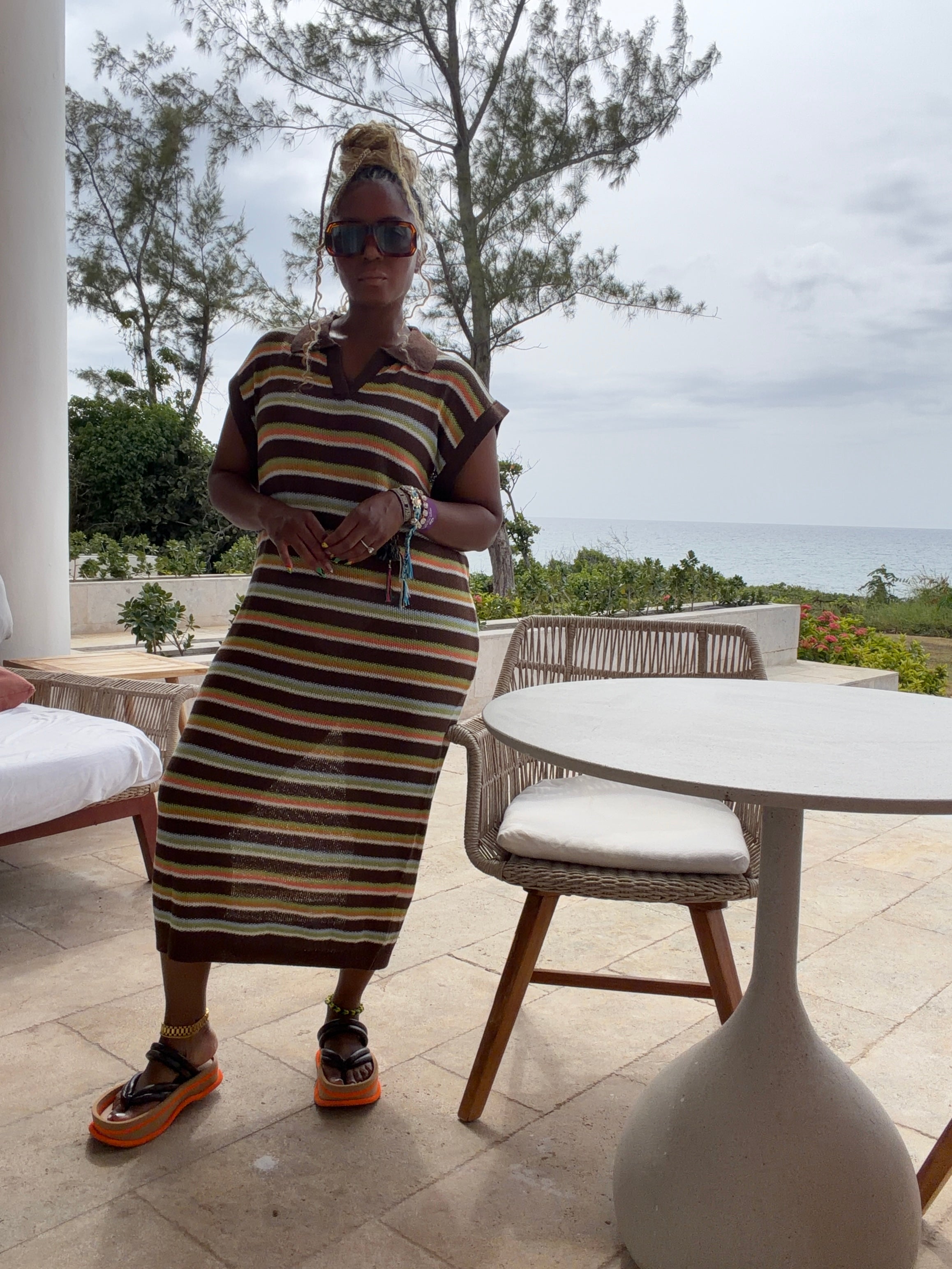 Earth and Sea knit polo dress