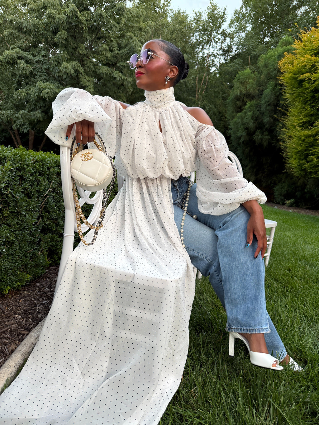 Polka Dot drape blouse