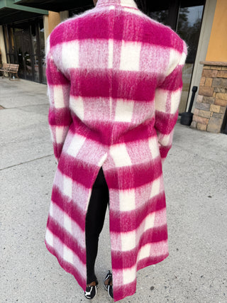 Magenta Mohair Cut out Coat
