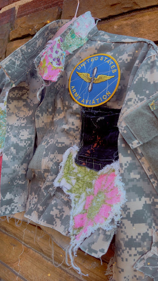 Custom Digital US Aviation Patchwork Jacket