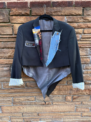 Custom Superior 150s Patchwork Crop Blazer