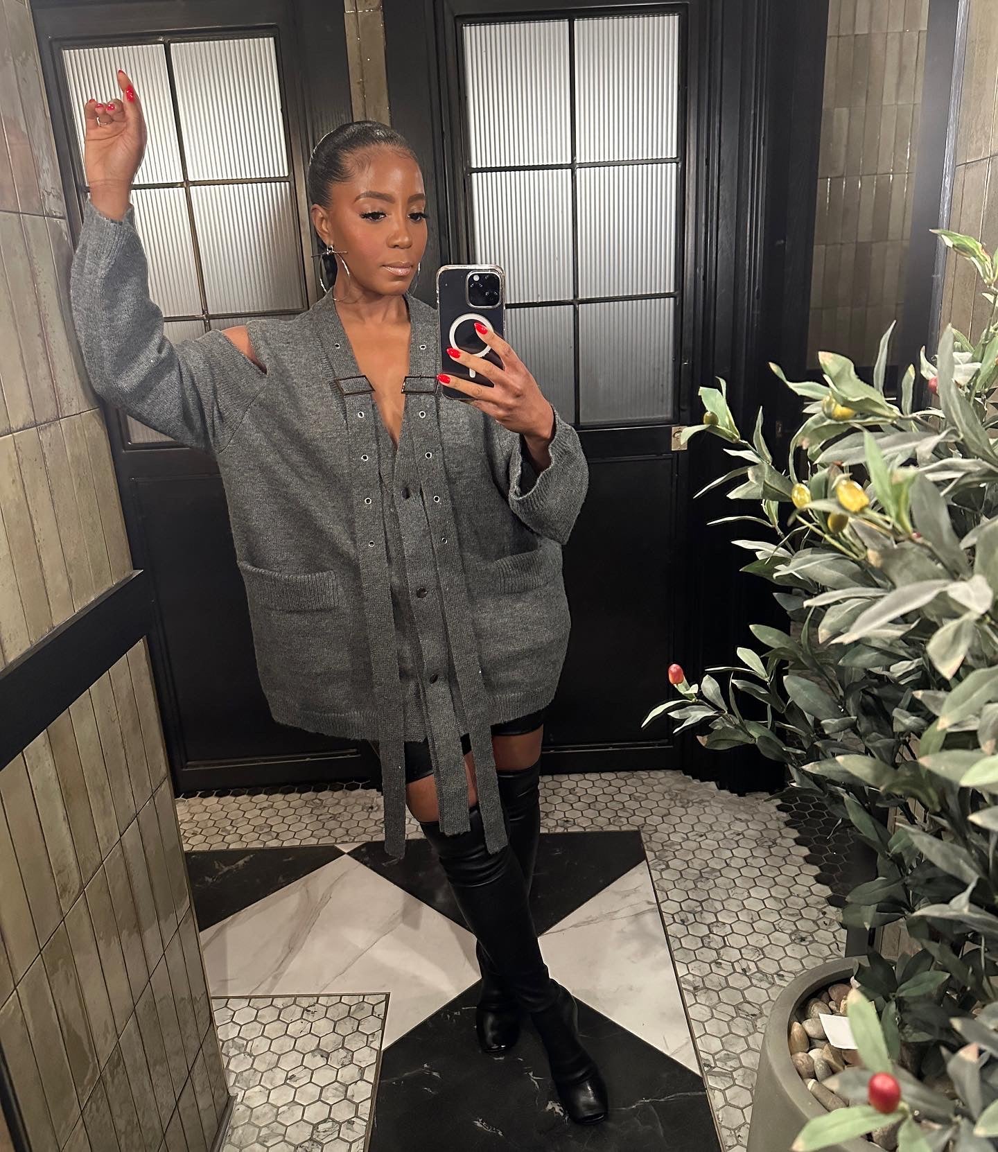 Grey Cold Shoulder Buckle Cardigan - The Vault by Sacha