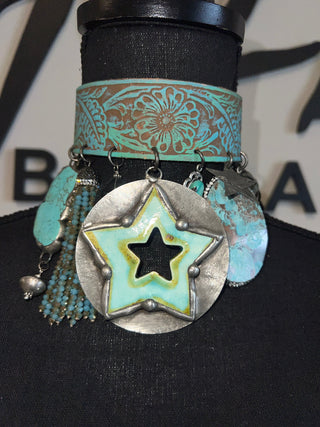 Turquoise Stars Handmade Choker