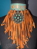 Turquoise Marble Fringe Handmade Leather Choker - The Vault by Sacha