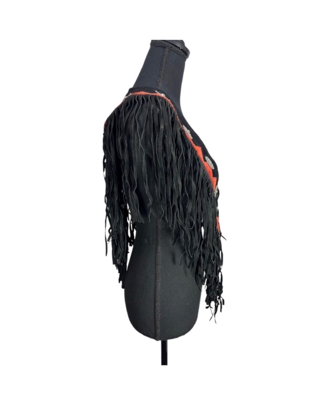 Vintage Aztec Embellished Suede Fringe Poncho - The Vault by Sacha