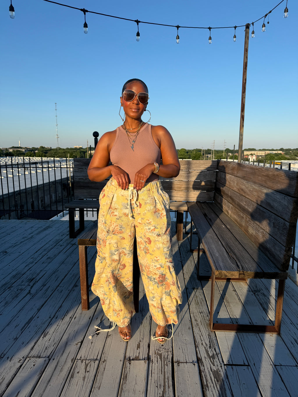 Sunset Bloom Cargo Pants