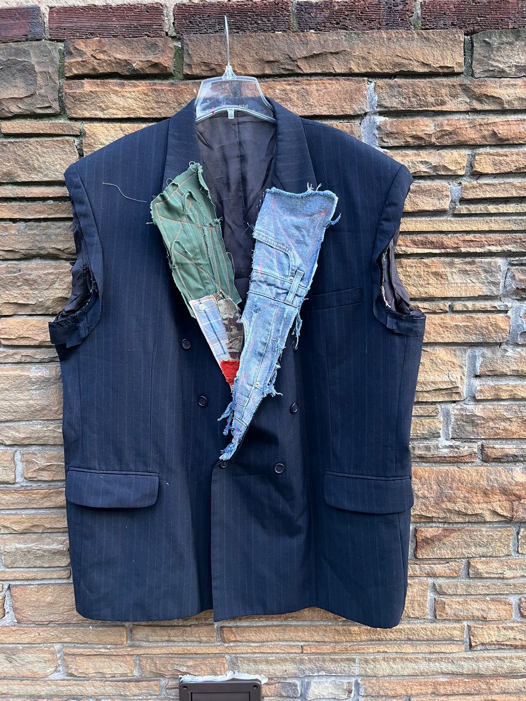 Custom Vintage Patchwork &  Buttons Sleeveless Blazer - The Vault by Sacha