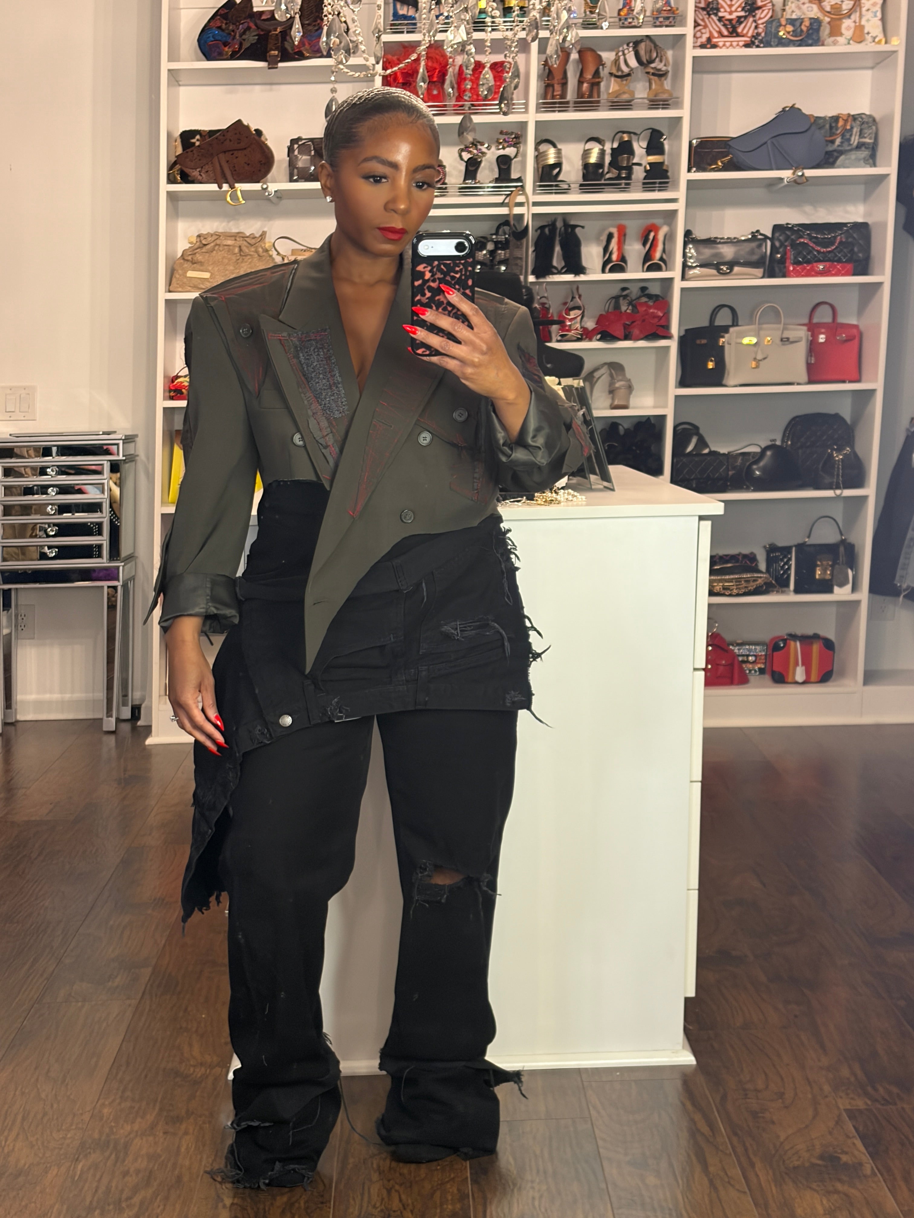 Black Upside down Slanted Custom jeans - The Vault by Sacha