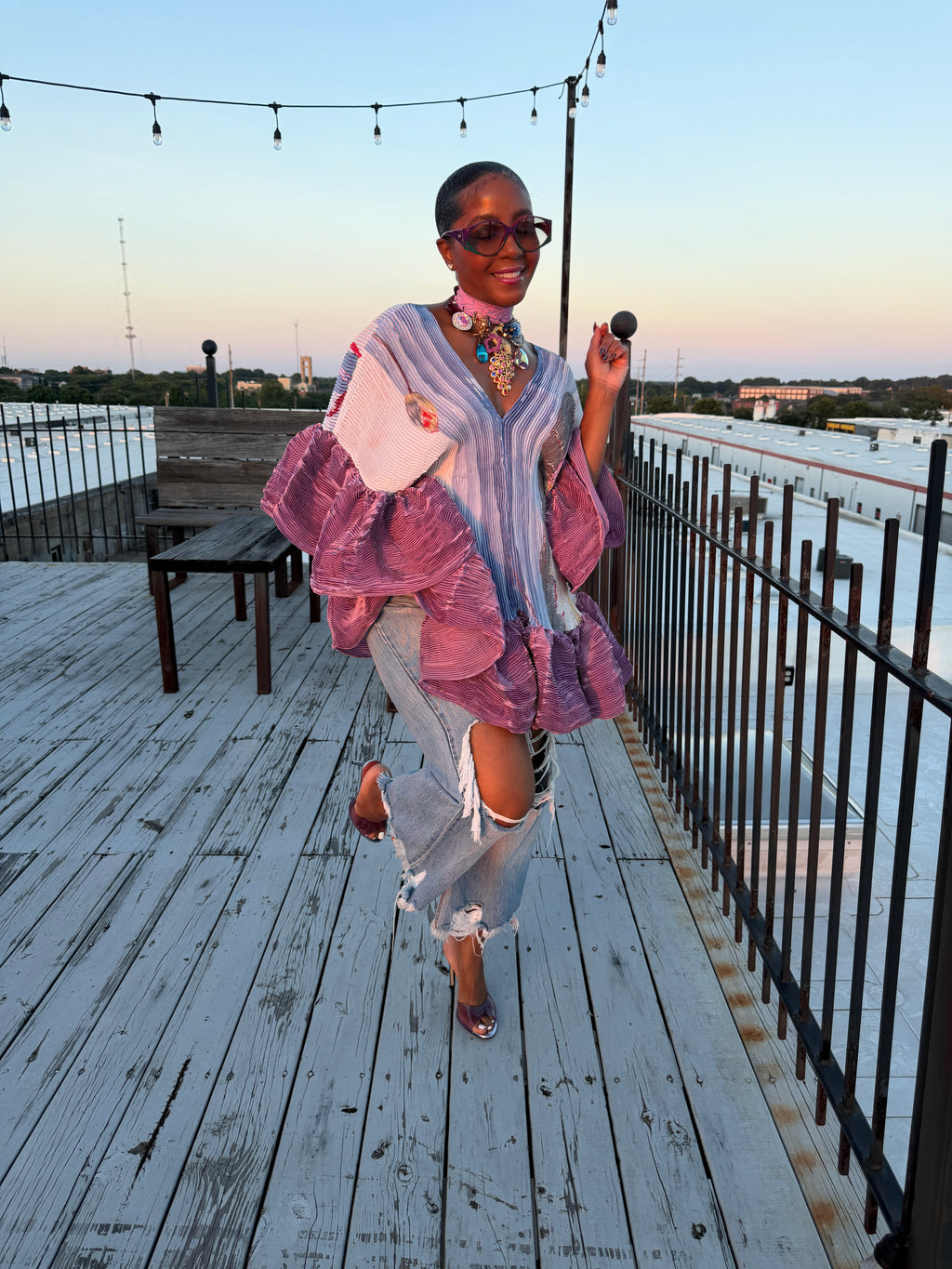 Bohemian Bloom ruffle tunic