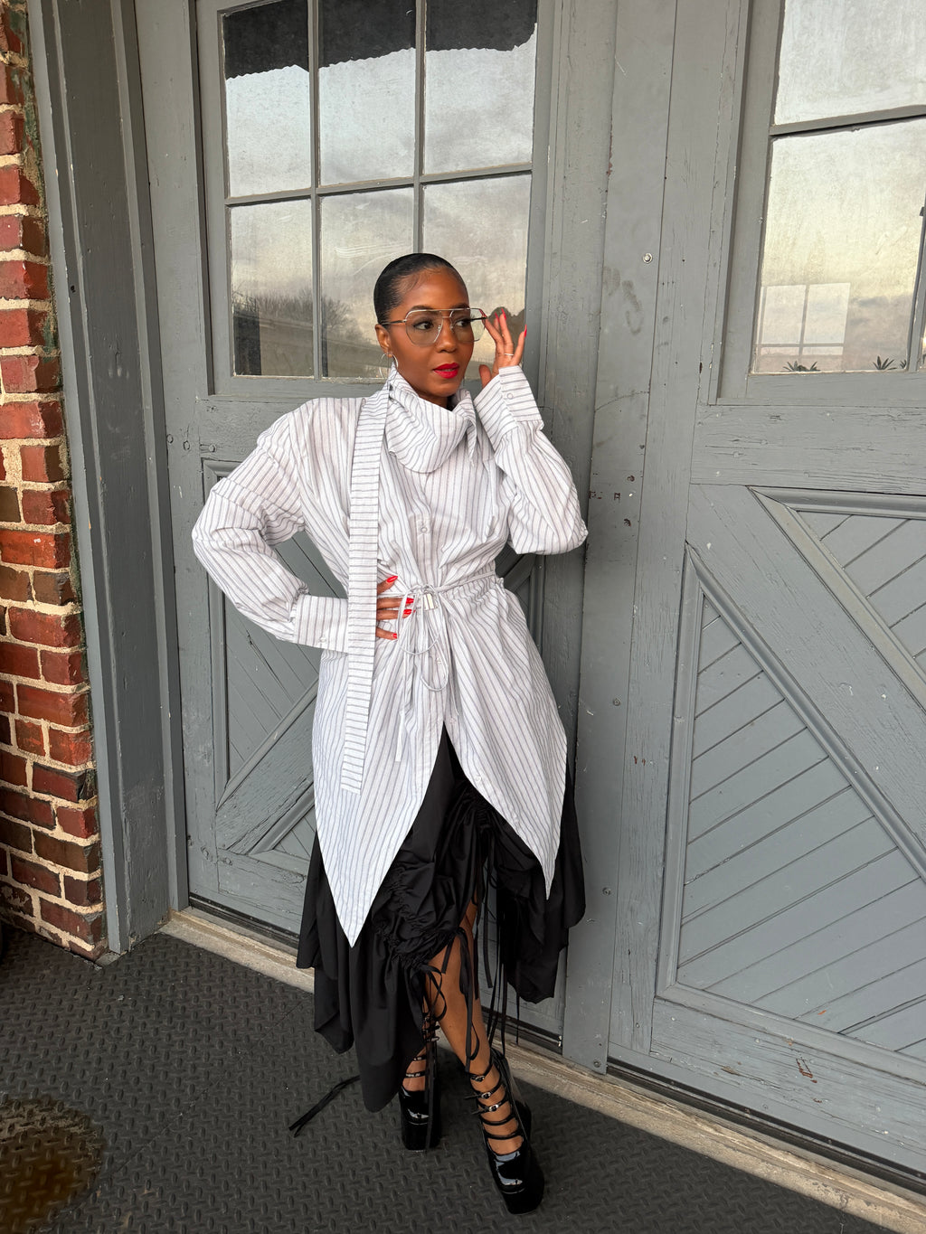 Pinstripe Tunic Shirt-Preorder - The Vault by Sacha