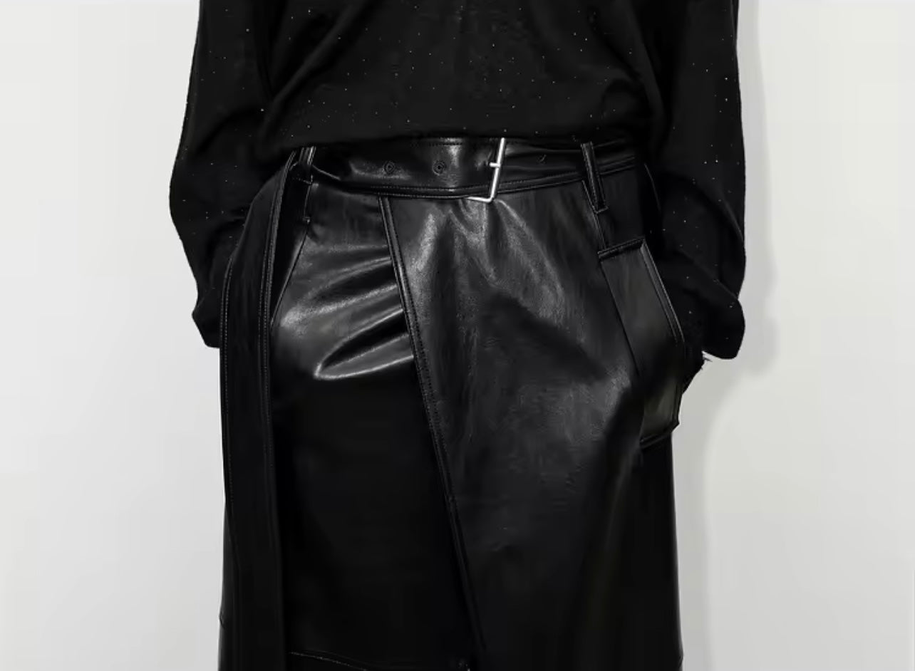 Maxi Split Leather Skirt - The Vault by Sacha