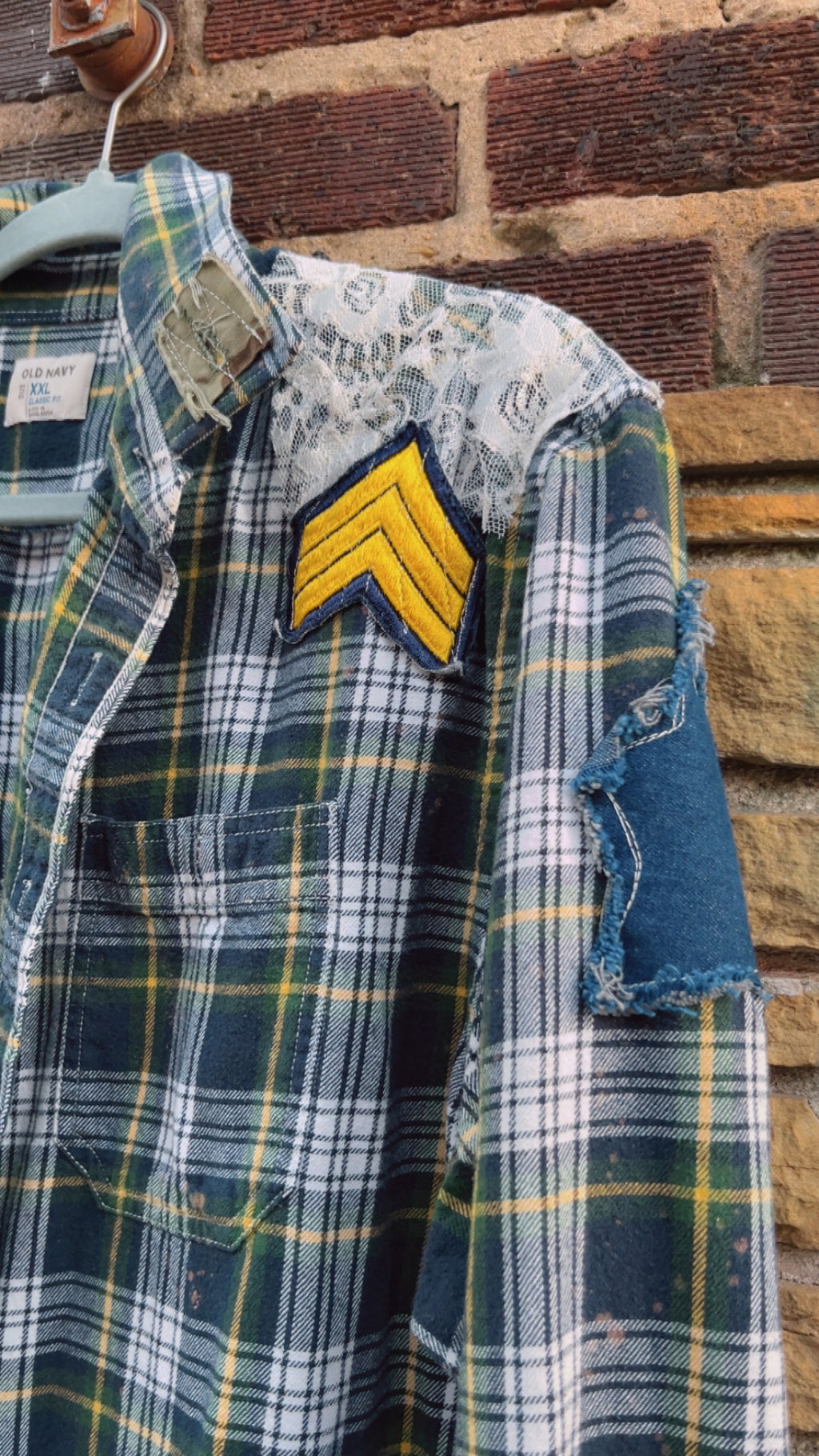 Custom Plaid Lace Shoulder Patchwork Duster - The Vault by Sacha