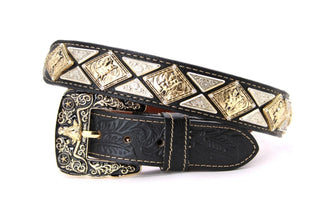 Mixed Metal Genuine Leather Belt