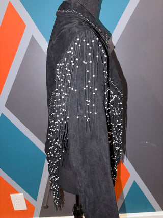 Beaded Fringe Suede Jacket