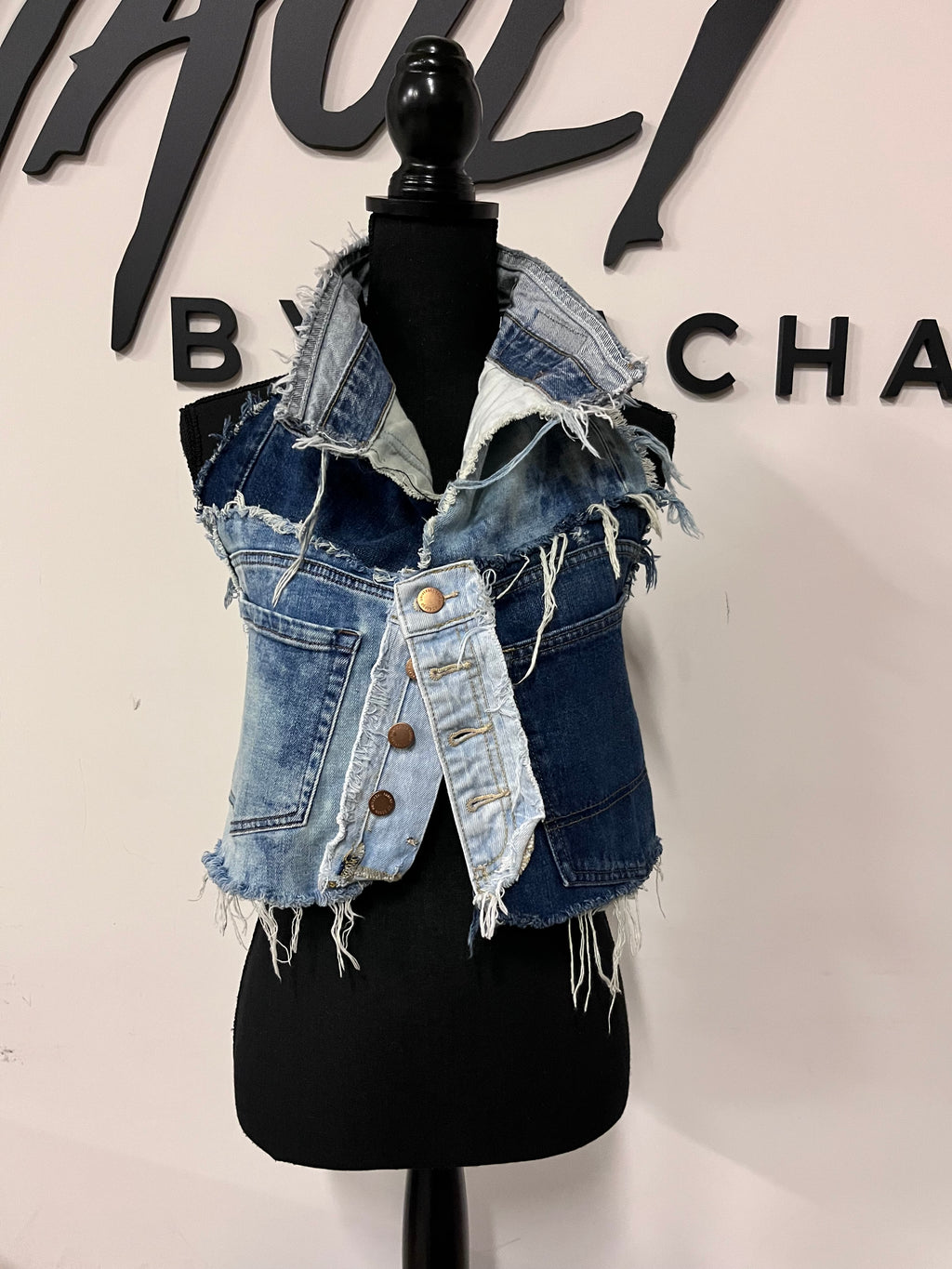 Custom Multi Denim Halter Top - The Vault by Sacha